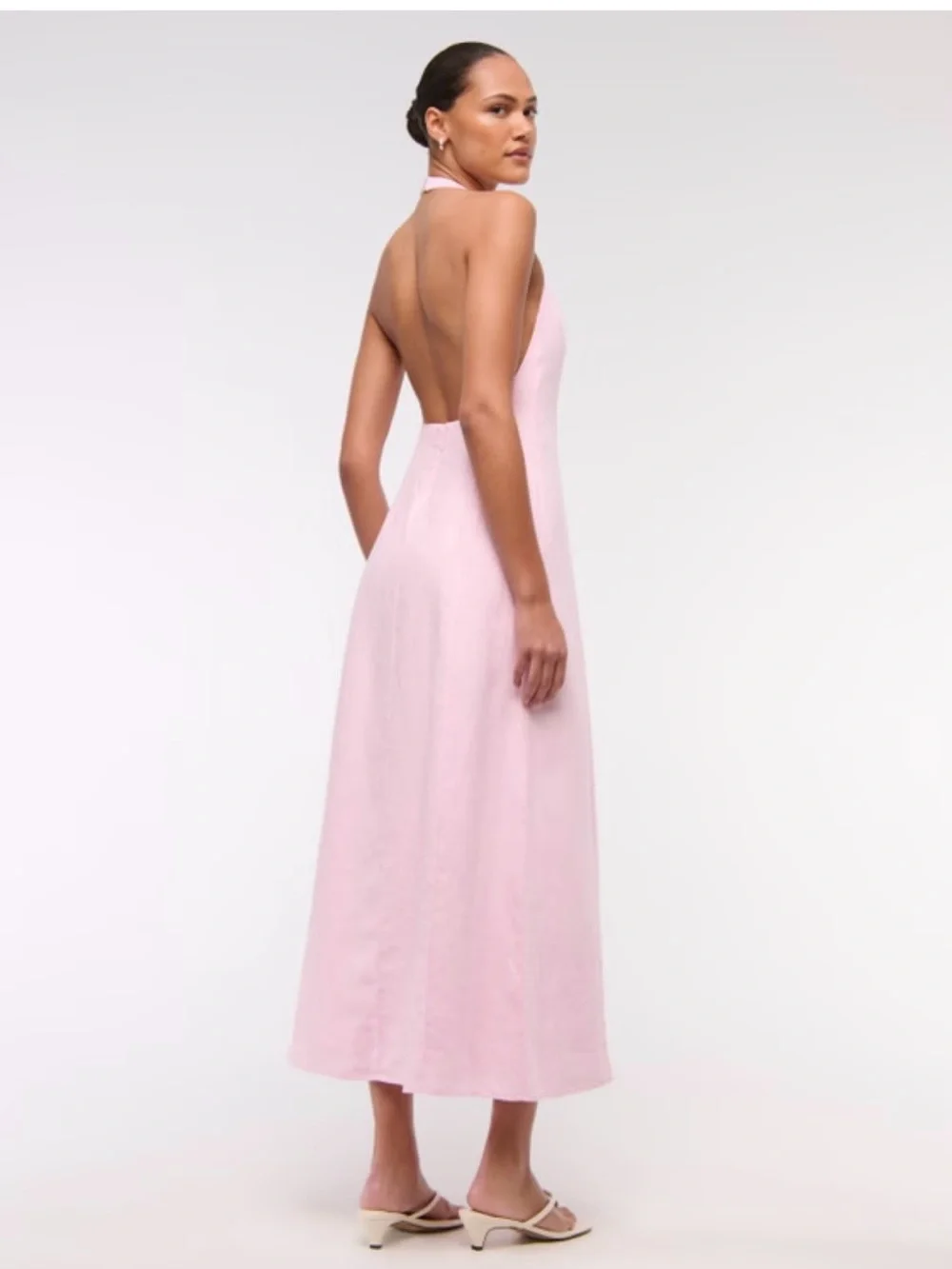 Abercrombie & Fitch | Linen High-Neck Maxi Dress, Light Pink, Size XLT - NWT